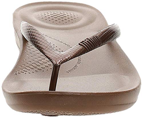 FitFlop Iqushion Ergonomic Flip Flops, Chanclas Mujer, Brown (Bronze 012), 42 EU