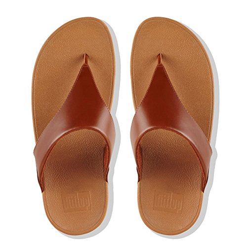 FitFlop Lulu Leather Toepost, Sandalias con Plataforma Mujer, Marrón (Caramel 098), 40 EU