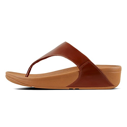 FitFlop Lulu Leather Toepost, Sandalias con Plataforma Mujer, Marrón (Caramel 098), 40 EU