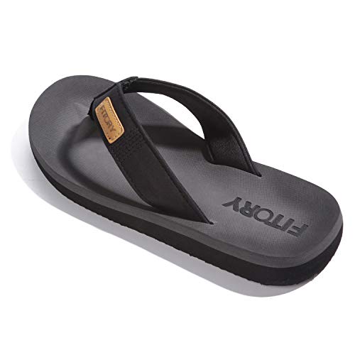 FITORY Chanclas de Hombre para la Playa Zapatos Planos de Verano para Piscina Casual Negro Talla 39 EU