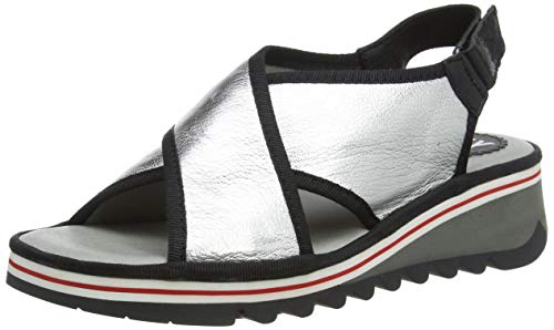 FLY London Tano133fly, Sandalias de Talón Abierto Mujer, Plateado (Silver (Black) 001), 39 EU