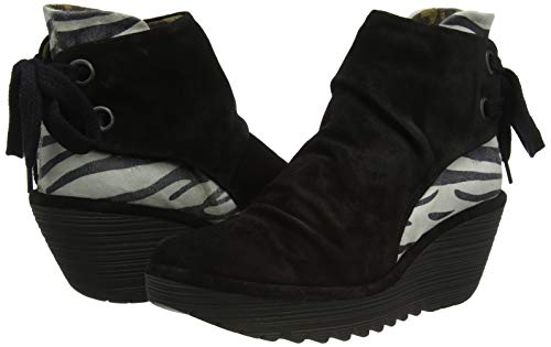 FLY LONDON Yama, Botas Cortas al Tobillo Mujer, Black/Black OFFWHITE, 41 EU