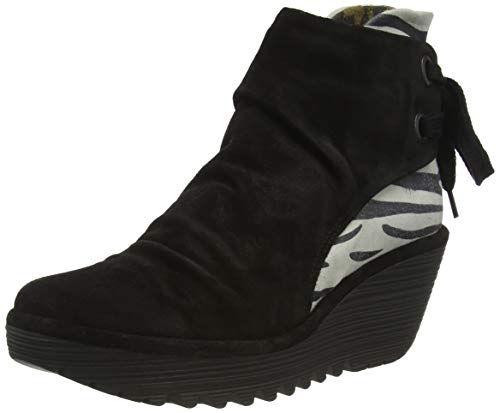 FLY LONDON Yama, Botas Cortas al Tobillo Mujer, Black/Black OFFWHITE, 41 EU