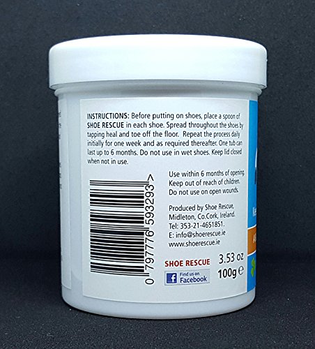 Foot & Shoe Polvos para pies y calzado Elimina el olor de pies 100% natural Contiene aceites esenciales Árbol de Té Eucalipto y Menta 100g