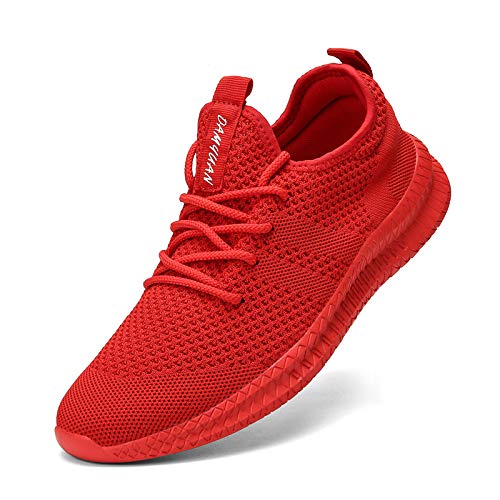 FUJEAK Zapatillas de correr para mujer, para caminar, gimnasio, gimnasio, deporte, correr, tenis, tiempo libre, a la moda, ligeras, transpirables, con deslizamiento., color Rojo, talla 37 EU