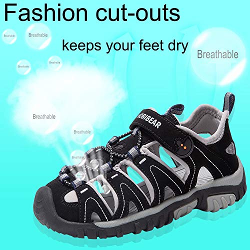 Gaatpot Sandalias Deportivas para Unisex niños Aire Libre Deporte Zapatillas de Senderismo Sandalias con Punta Cerrada Zapatos Negro 35/35.5EU=35CN