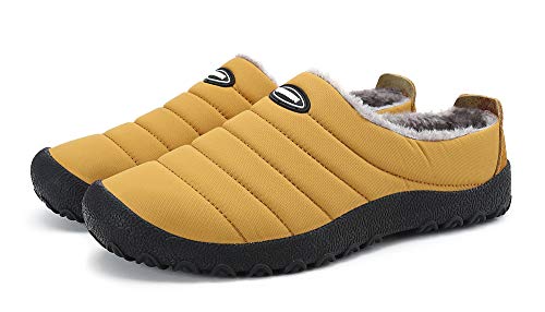 Gaatpot Unisex Adulto Invierno Zapatillas de Casa Antideslizantes Cálido Fluff Pantuflas Zapatos de Casa Interior Suave Algodón Zapatilla Amarillo 37EU