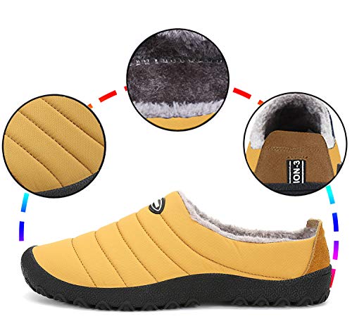 Gaatpot Unisex Adulto Invierno Zapatillas de Casa Antideslizantes Cálido Fluff Pantuflas Zapatos de Casa Interior Suave Algodón Zapatilla Amarillo 37EU