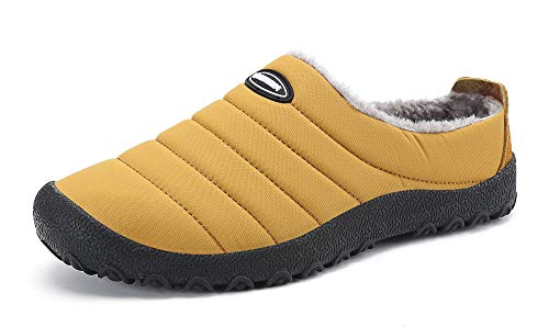 Gaatpot Unisex Adulto Invierno Zapatillas de Casa Antideslizantes Cálido Fluff Pantuflas Zapatos de Casa Interior Suave Algodón Zapatilla Amarillo 37EU