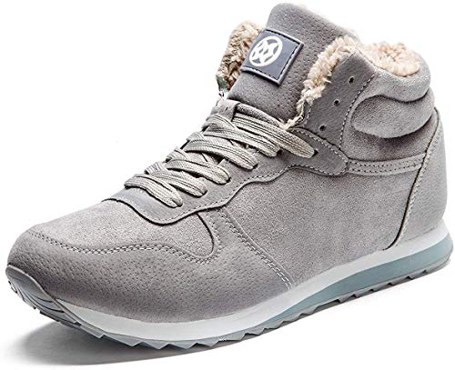 Gaatpot Zapatos Invierno Botas Forradas de nieve Zapatillas Sneaker Botines Planas para Hombres Mujer Gris EU 41.5 = CN 43