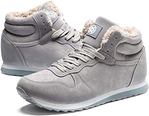 Gaatpot Zapatos Invierno Botas Forradas de nieve Zapatillas Sneaker Botines Planas para Hombres Mujer Gris EU 41.5 = CN 43