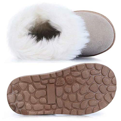 Gaatpot Zapatos Invierno Niña Niño Botas de Nieve Forradas Zapatillas Botón Botines Planas para Unisex Niños Beige 25 EU = 26 CN