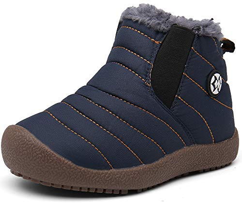 Gaatpot Zapatos Invierno Niña Niño Botas de Nieve Forradas Zapatillas Sneaker Botines Planas para Unisex Niños Azul(Niños) 27.5 EU = 28 CN