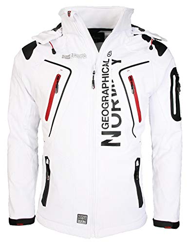 Geographical Norway Hombre de Tacto Suave Funciones Chaqueta para Exterior Impermeable - Blanco, Small