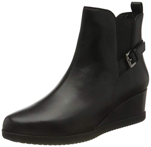 Geox D ANYLLA Wedge C, Botas Cortas al Tobillo Mujer, Negro, 36.5 EU