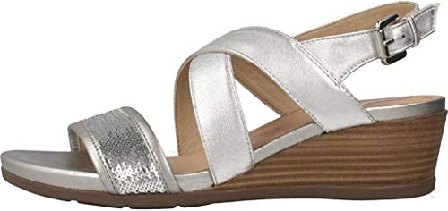 Geox D MARYKARMEN D, Sandalias con Punta Abierta Mujer, Blanco (Silver C1007), 36 EU