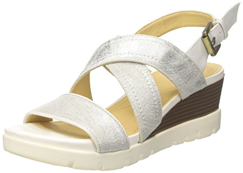 Geox D MARYKARMEN Plus B, Sandalias con Plataforma Plana Mujer, Blanco (White), 36 EU