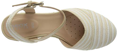 Geox D Ponza E, Sandalias Punta Cerrada Mujer, Beige (Sand/White C0122), 37 EU