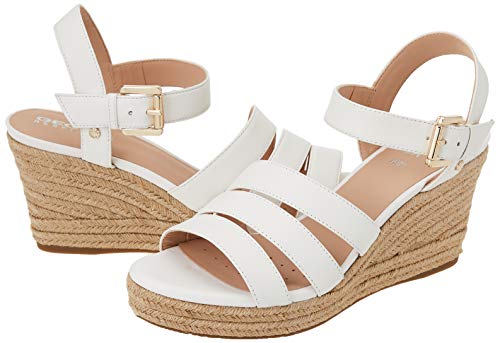 Geox D Soleil C, Sandalias de cuña Mujer, Blanco, 40 EU