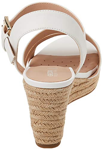 Geox D Soleil C, Sandalias de cuña Mujer, Blanco, 40 EU