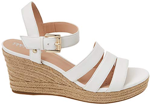 Geox D Soleil C, Sandalias de cuña Mujer, Blanco, 40 EU