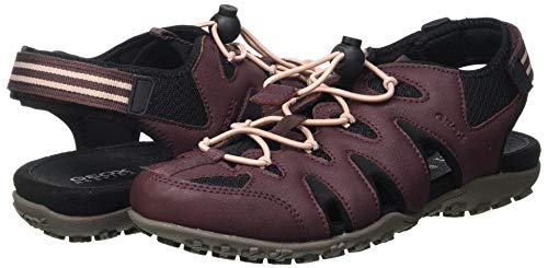 Geox Donna Sandal STREL B, Fisherman Mujer, Color Negro Burdeos, 40 EU