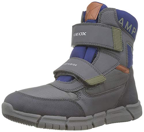 Geox J FLEXYPER Boy B ABX, Botas de Nieve Hombre, Gris (Dk Grey/Blue C0068), 39 EU