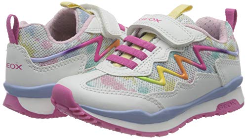 Geox J Pavel Girl A, Zapatillas, White Multicolor, 34 EU