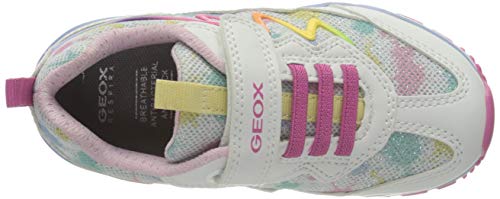 Geox J Pavel Girl A, Zapatillas, White Multicolor, 34 EU