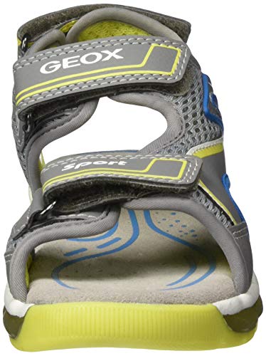 Geox J Sandal Android Boy, Sandalias con Punta Abierta, Gris (Grey/Lime C0666), 26 EU