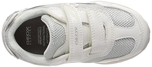 Geox J Shuttle Girl C, Zapatillas Niñas, Plateado (White/Silver), 30 EU