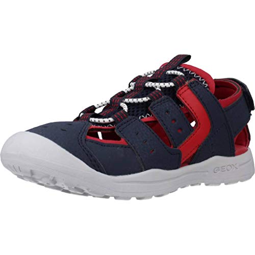 Geox Niños Sandalias de Vestir J VANIETT Boy, Chico Sandalias para niños, Sandalia de Exterior,Calzado de Verano,Navy/Red,28 EU / 10 UK Child