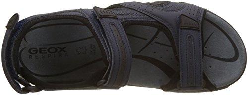 Geox UOMO Sandal Strada D, Sandalia con Pulsera Hombre, Azul (Navy/Dk Grey), 42 EU