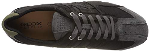 Geox UOMO Snake A, Zapatillas Hombre, Black/Dk Grey C0005, 43