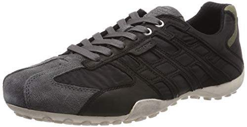 Geox UOMO Snake A, Zapatillas Hombre, Black/Dk Grey C0005, 43