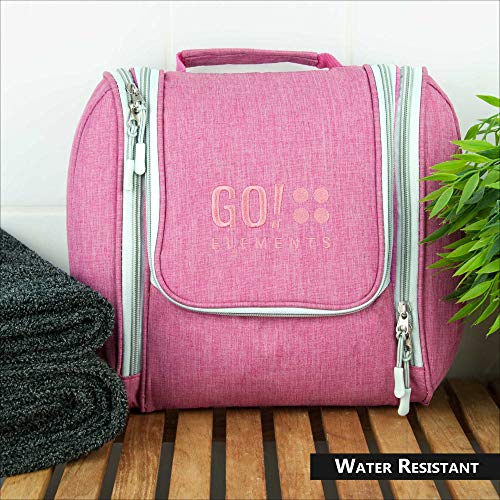 GO!elements® Bolsa de Aseo para Colgar Hombres y Mujeres | Neceser cosmético Hombre Grande Mujer para Maletas y Equipaje de Mano | Neceser de Viaje, Color:Rosa