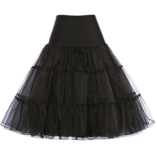 Grace Karin - Falda tipo enagua, estilo años 50 Knee Length-Black X-Large