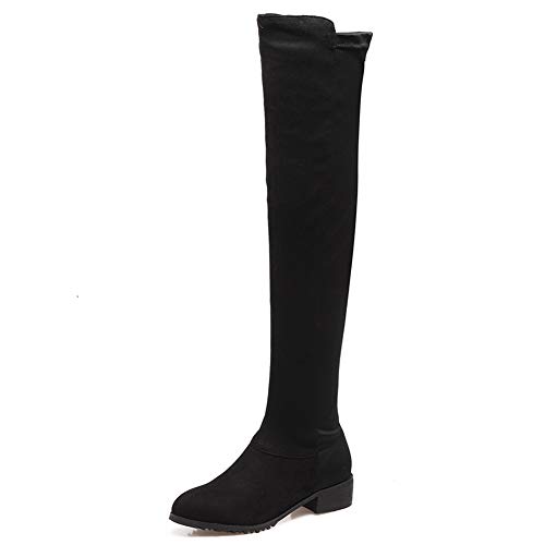 Gracemee Mujer Comfort Botas sobre la Rodilla Piatto Botas Altas Soft Suede Botas Altas hasta el Muslo Fiesta Botas All Seasons Pull on Stretch Botas Black Talla 45