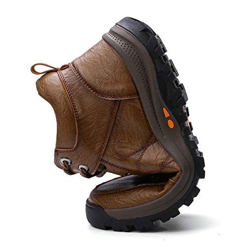 gracosy Botas de Nieve Hombre Invierno Botas Chukka Zapatilla de Trekking PU Cuero Chelsea Casual Lana Calentitas Espesar Zapatos de Padre Antideslizante Forradas por Dentro