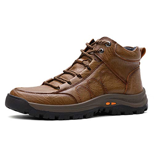 gracosy Botas de Nieve Hombre Invierno Botas Chukka Zapatilla de Trekking PU Cuero Chelsea Casual Lana Calentitas Espesar Zapatos de Padre Antideslizante Forradas por Dentro