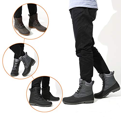 gracosy Botas Nieve Hombre Piel Forrado Invierno Cálidas Botas Antideslizante Peso Ligero Plano Cordones Botines Impermeable Casuales Trabajo Botas