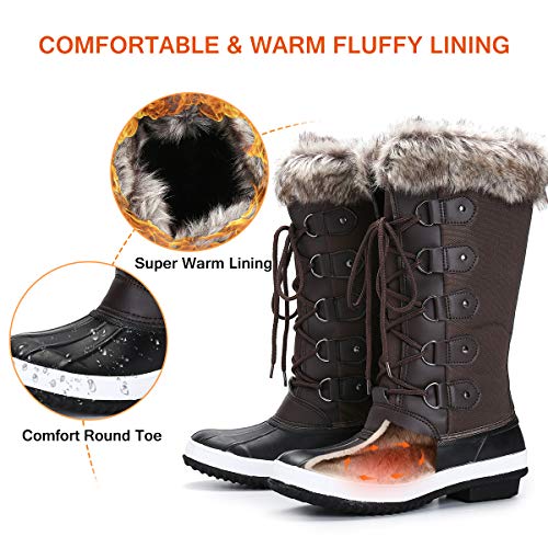 gracosy Botas Nieve Mujer Piel Forrado Invierno Cálidas Botas Antideslizante Peso Ligero Plataforma Botines Casuales Media Pierna Lluvia Botas