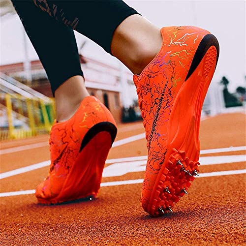 HaoLin Zapatillas De Atletismo para Hombres Zapatillas De Correr Unisex Zapatillas De Entrenamiento para Correr para Niños Zapatillas De Salto Largas Dedicadas Zapatillas De Sprint Junior,Orange-38