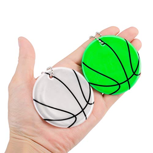 Haosell 10 reflectores colgantes con llavero de baloncesto, reflectores de seguridad para niños, para mochilas, chaquetas, mochilas, ciclismo, caminar, correr, cochecitos