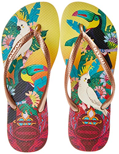 Havaianas Slim Tropical, Chanclas para Mujer, Multicolor (Lemon Yellow 7598), 37/38 EU