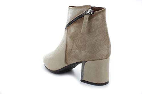 Hispanitas Botas de mujer con cremallera HI99141 Amelia de tacón alto bloque de piel lisa beige (visión), color Beige, talla 40 EU