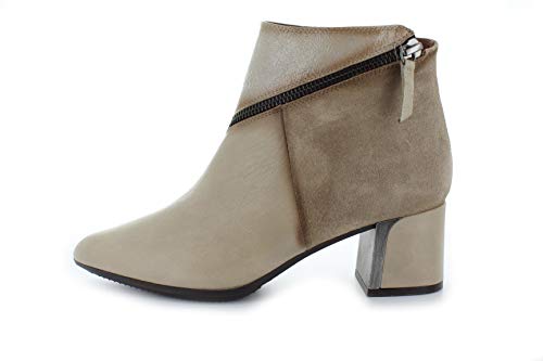 Hispanitas Botas de mujer con cremallera HI99141 Amelia de tacón alto bloque de piel lisa beige (visión), color Beige, talla 40 EU