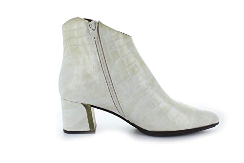 Hispanitas Botas para mujer Amelia HI991177 Amelia con tacón alto en bloque de piel de cocodrilo, color crema (visión), color Marfil, talla 37 EU