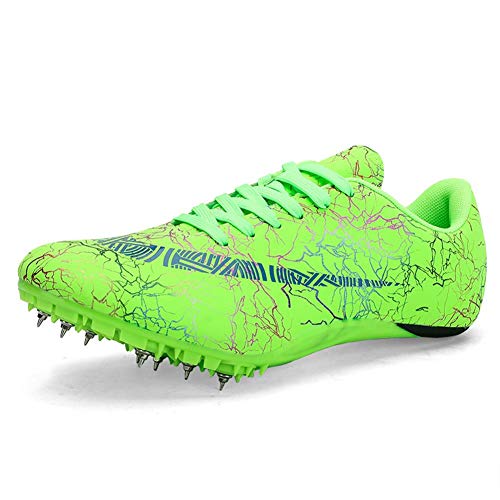 HMZ 35-45 Zapatos De La Pista Spikes Para Los Zapatos De Atletismo Hombres Mujeres Pico De Los Zapatos Corrientes De Las Zapatillas De Deporte Unisex De Campo Masculino Femenino,Verde,40