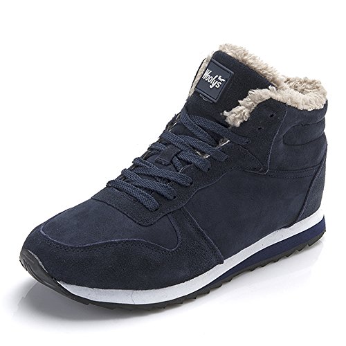 Hombre Mujer Botas de Nieve Invoerno Tobillo Piel Al Aire Libre Zapatillas Altas Negro Azul 35-46 Azul 44